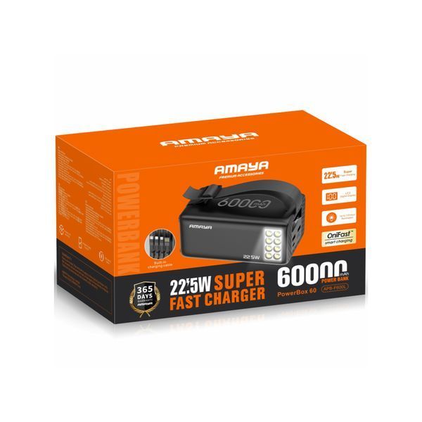 Портативний ЗП Power Bank Amaya F600L PD 22.5W з ліхтариком 60000 mAh pw_amaya_60 фото